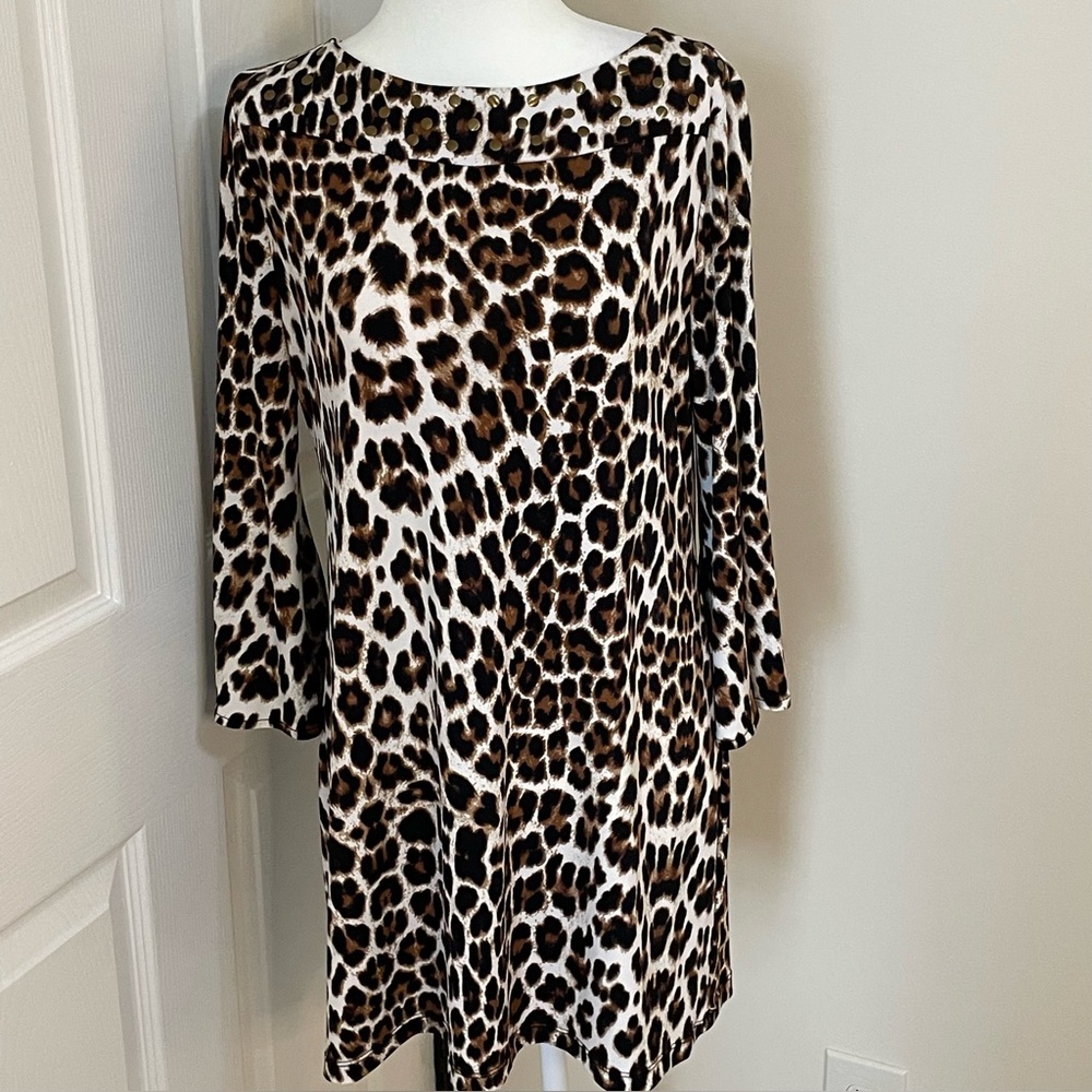 Alfani Leopard Print Tunic in Brown, Black, White